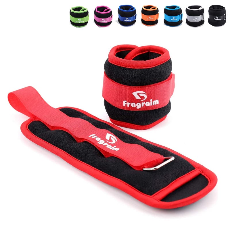 Fragraim Ankle Weights for Women, Men and Kids - 0.5 LB x 2 Strength Training Wrist/Leg/Arm Weight with Adjustable Strap for Jogging, Gymnastics, Aerobics, Physical Therapy (Red) - Image 1